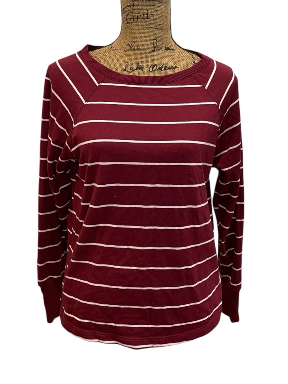 stars above Burgundy & White Striped Long-Sleeve Tee